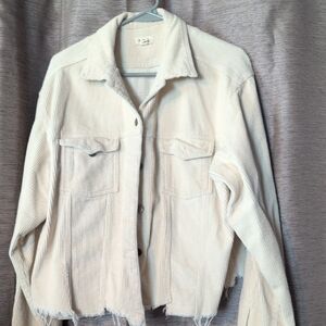POL Cream Corduroy Jean Jacket